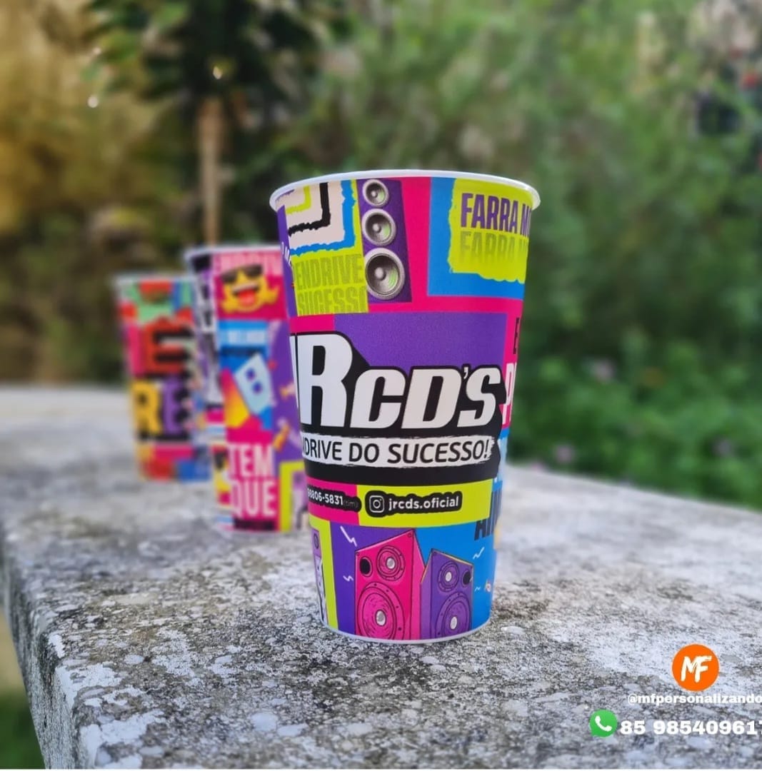 Copos Label personalizados com impressão colorida em 360 graus