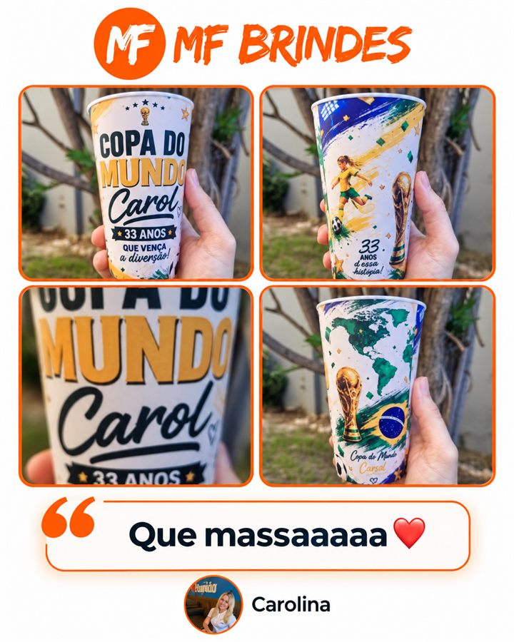 Depoimento de Carolina sobre os copos personalizados