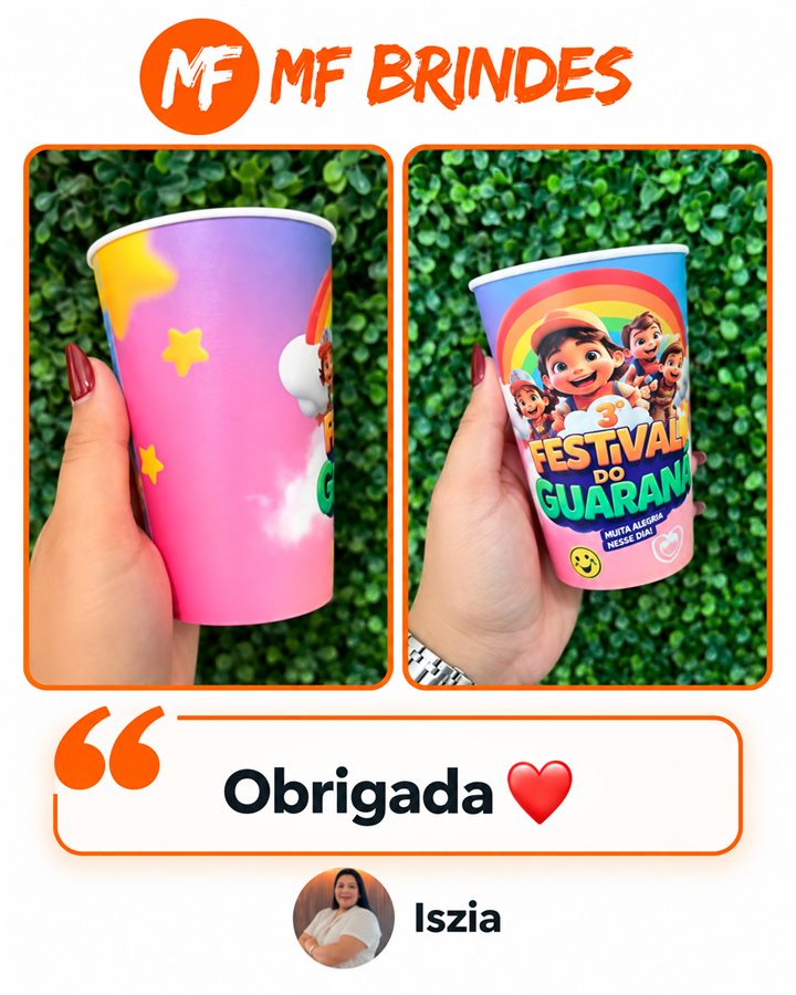 Depoimento de Iszia sobre os copos personalizados