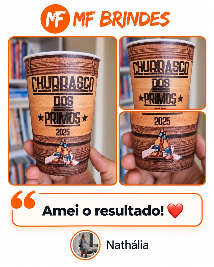 Depoimento de Nathalia sobre os copos personalizados